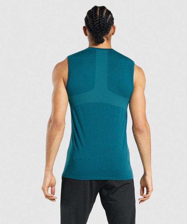 Gymshark Regulate Training Men's Tank Tops Turquoise | UAE-38DUAZ