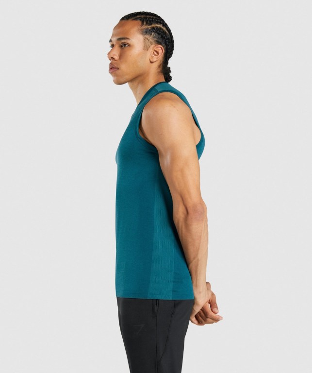 Gymshark Regulate Training Men's Tank Tops Turquoise | UAE-38DUAZ