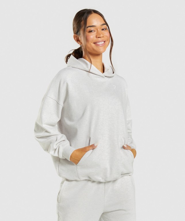 Gymshark Rest Day Sweats Women\'s Hoodies White | UAE-09KMTZ