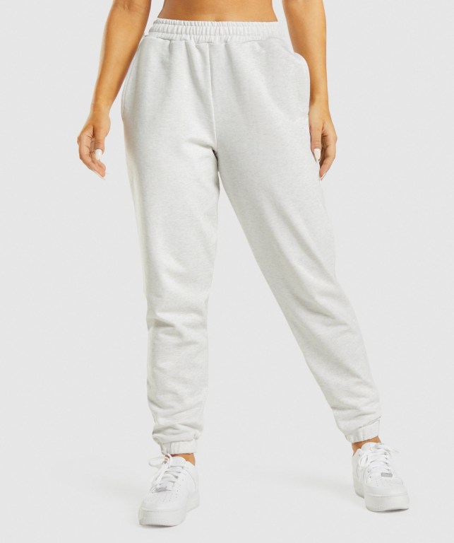 Gymshark Rest Day Sweats Women\'s Joggers White | UAE-64ORHM