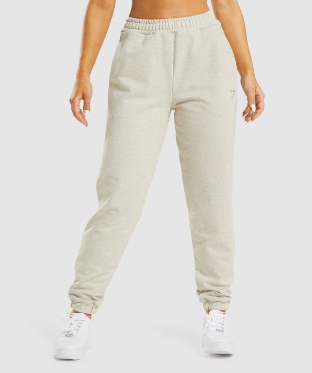 Gymshark Rest Day Sweats Women\'s Joggers Beige | UAE-81TINC