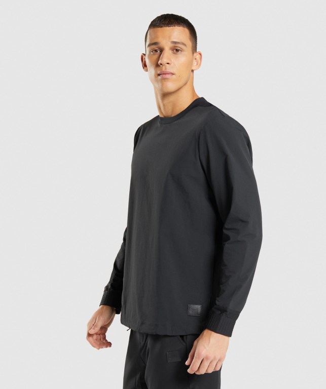 Gymshark Retake Crew Men's Hoodies Black | UAE-20GWJU