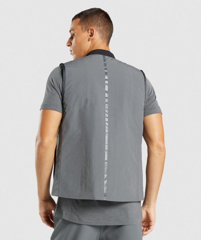 Gymshark Retake Reversible Vest Men's Jackets Grey / Black | UAE-84TQGZ