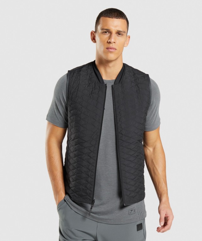 Gymshark Retake Reversible Vest Men\'s Jackets Grey / Black | UAE-84TQGZ