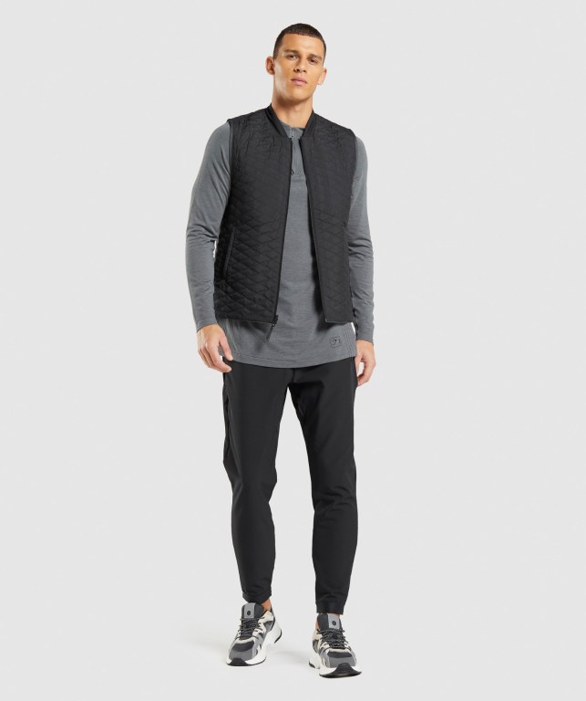 Gymshark Retake Seamless 1/4 Zip Men's Hoodies Black / Grey | UAE-64ZBSI