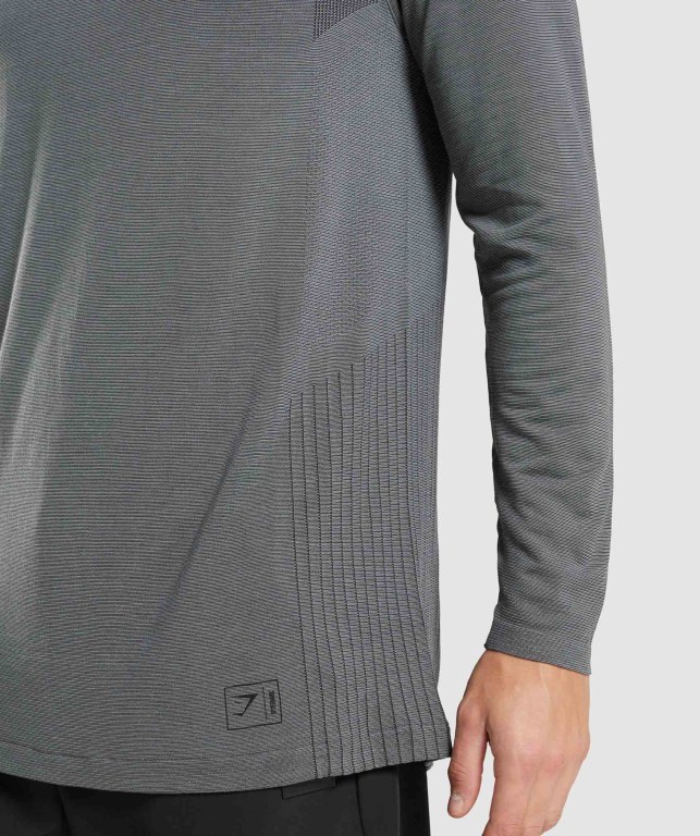 Gymshark Retake Seamless 1/4 Zip Men's Hoodies Black / Grey | UAE-64ZBSI