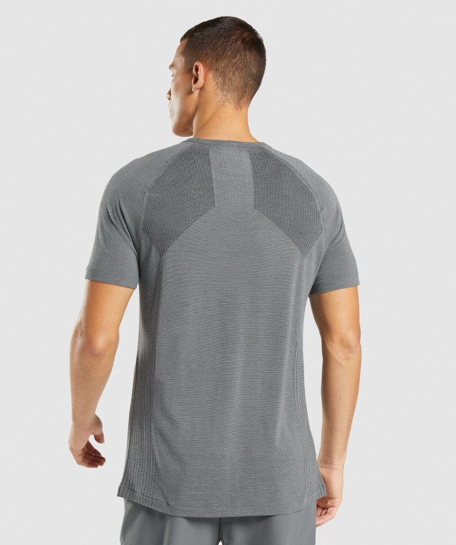 Gymshark Retake Seamless Men's T Shirts Black / Grey | UAE-38MWIG