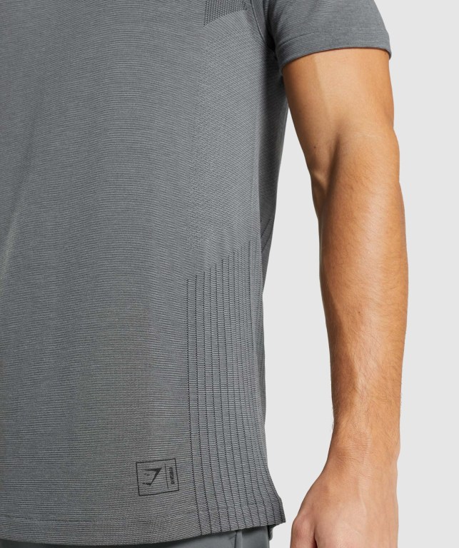 Gymshark Retake Seamless Men's T Shirts Black / Grey | UAE-38MWIG