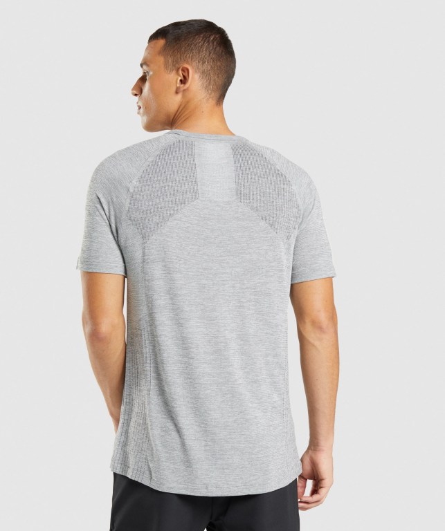 Gymshark Retake Seamless Men's T Shirts Light Grey / Black | UAE-78IEFZ