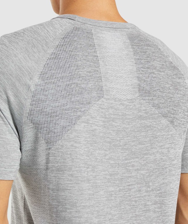 Gymshark Retake Seamless Men's T Shirts Light Grey / Black | UAE-78IEFZ