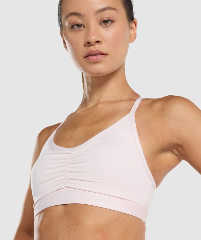 Gymshark Ruched Training Women's Sports Bra Cream | UAE-06ZDBN