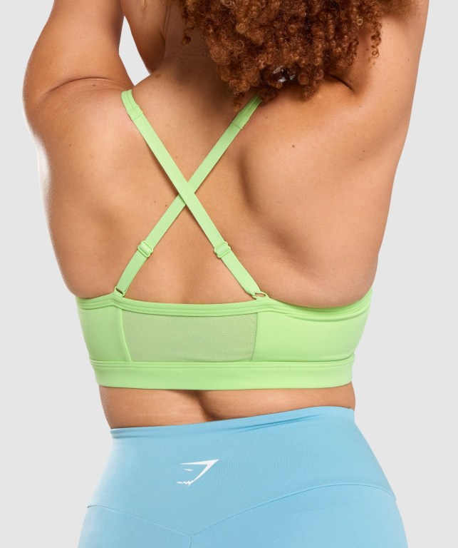 Gymshark Ruched Training Women's Sports Bra Green | UAE-07JGCZ