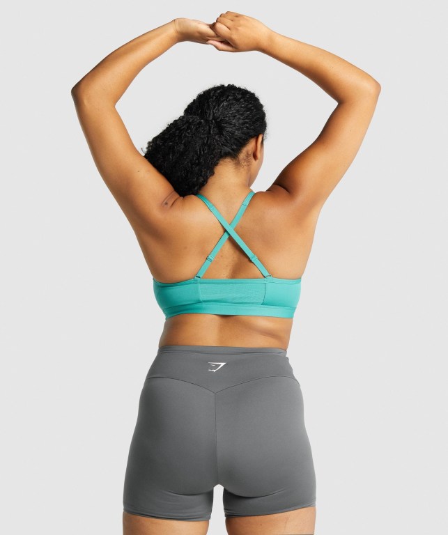 Gymshark Ruched Training Women's Sports Bra Turquoise | UAE-20DWZV