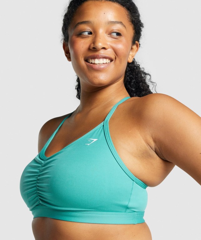 Gymshark Ruched Training Women's Sports Bra Turquoise | UAE-20DWZV