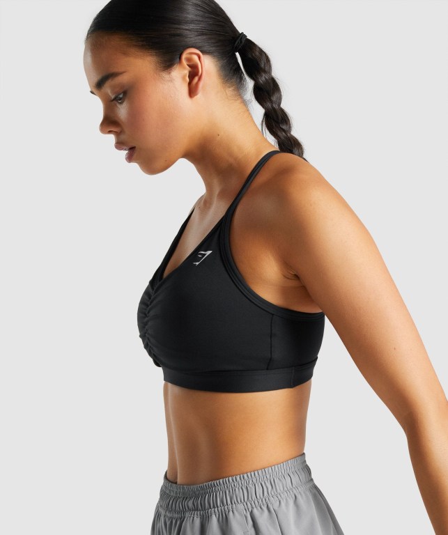 Gymshark Ruched Training Women's Sports Bra Black | UAE-74FUOT