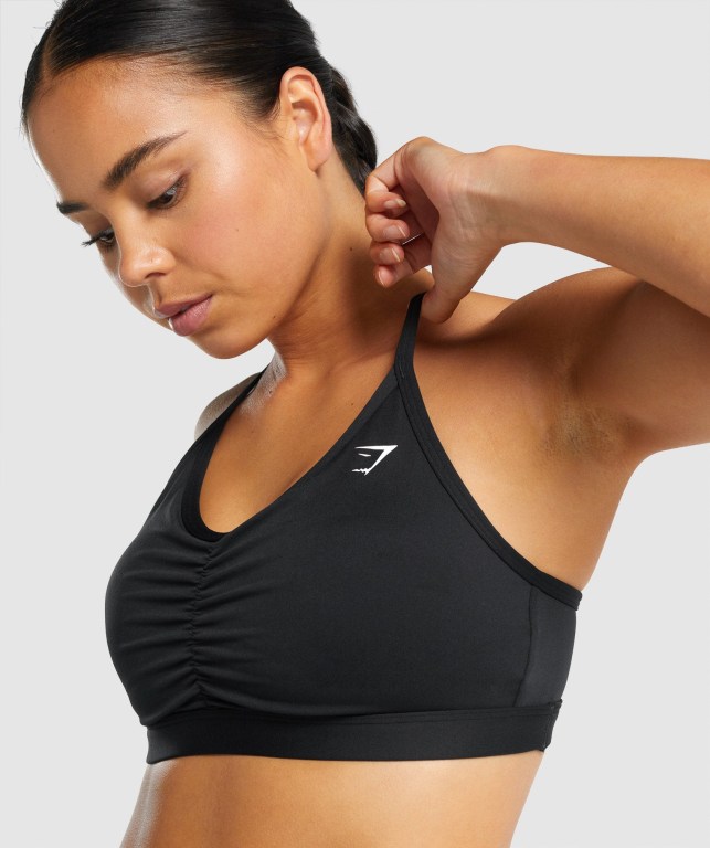 Gymshark Ruched Training Women's Sports Bra Black | UAE-74FUOT