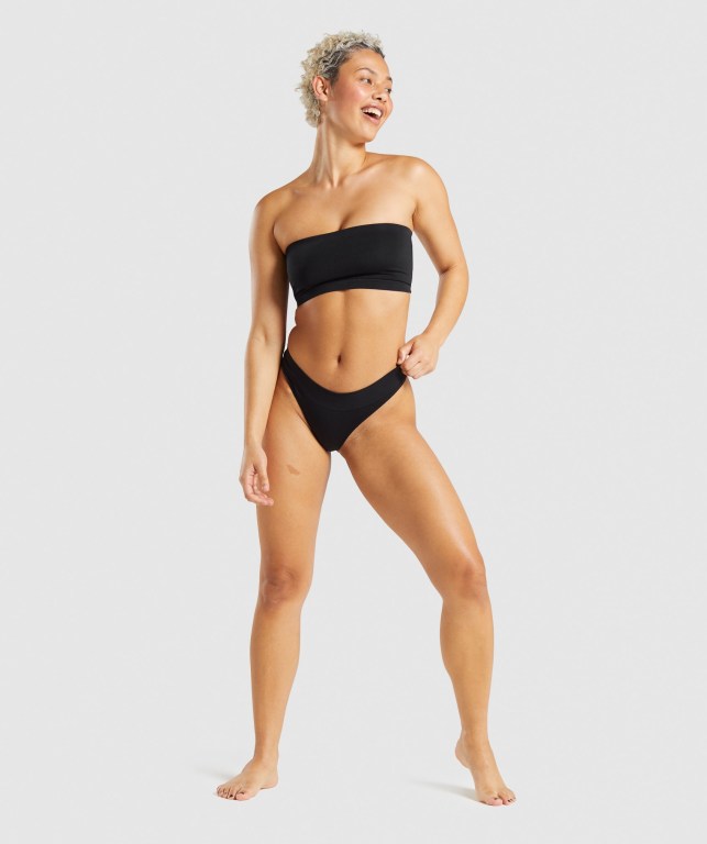 Gymshark Seamless Bandeau Women's Underwear Black | UAE-80JGTS