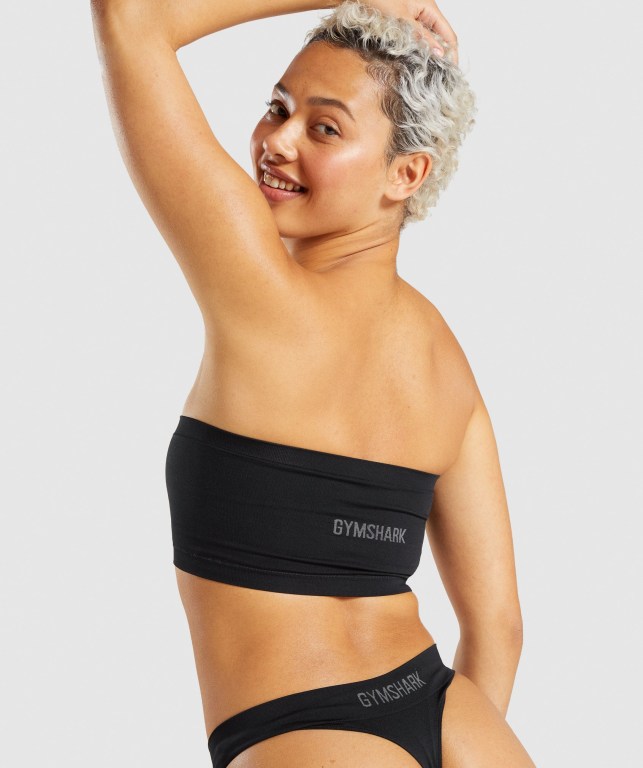 Gymshark Seamless Bandeau Women's Underwear Black | UAE-80JGTS