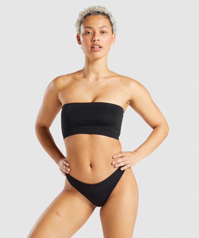 Gymshark Seamless Bandeau Women\'s Underwear Black | UAE-80JGTS