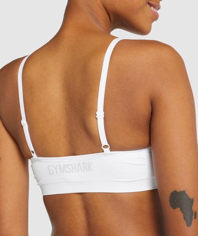 Gymshark Seamless High Neck Bralette Women's Underwear White | UAE-09KZIS