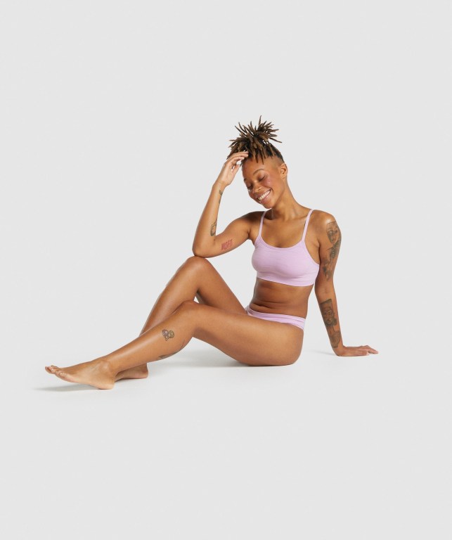 Gymshark Seamless High Neck Bralette Women's Underwear Light Pink | UAE-75JMWX