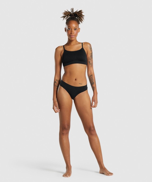 Gymshark Seamless High Neck Bralette Women's Underwear Black | UAE-78YWVF