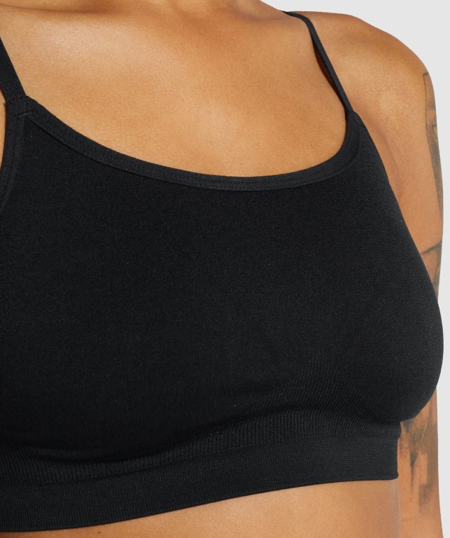 Gymshark Seamless High Neck Bralette Women's Underwear Black | UAE-78YWVF