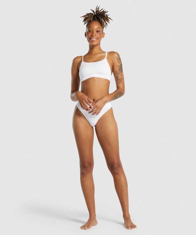 Gymshark Seamless High Rise Thong Women's Underwear White | UAE-87UREK