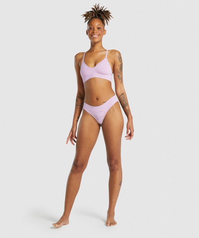 Gymshark Seamless Low Neck Bralette Women's Underwear Light Pink | UAE-20XURY