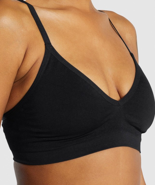 Gymshark Seamless Low Neck Bralette Women's Underwear Black | UAE-31GRBN