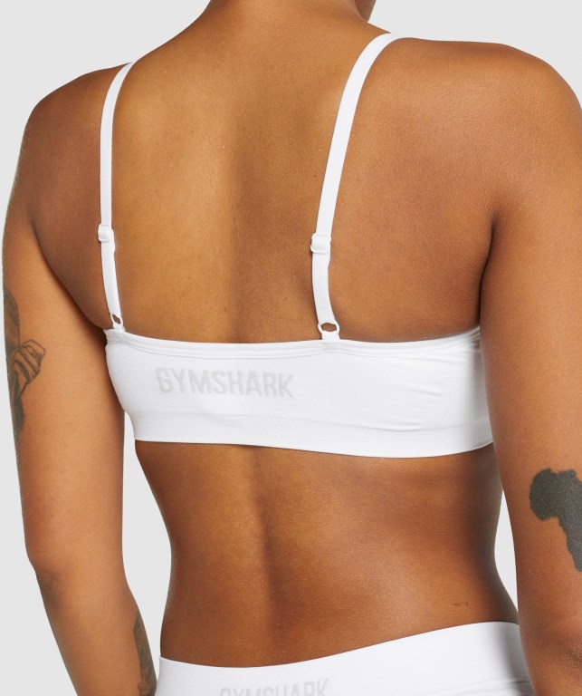 Gymshark Seamless Low Neck Bralette Women's Underwear White | UAE-93CRXT