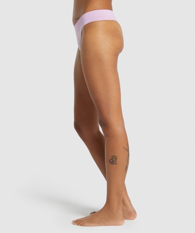 Gymshark Seamless Low Rise Thong Women's Underwear Light Pink | UAE-97ZNOU