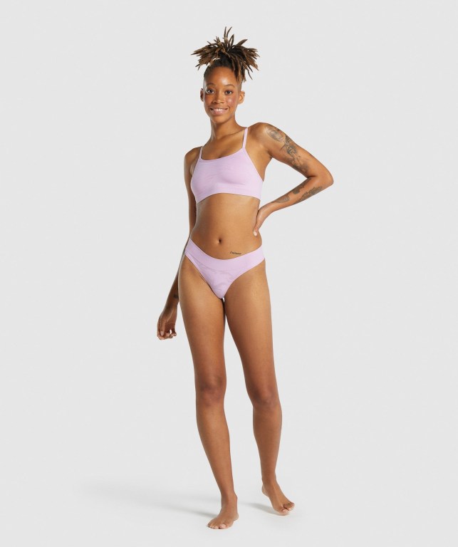 Gymshark Seamless Low Rise Thong Women's Underwear Light Pink | UAE-97ZNOU