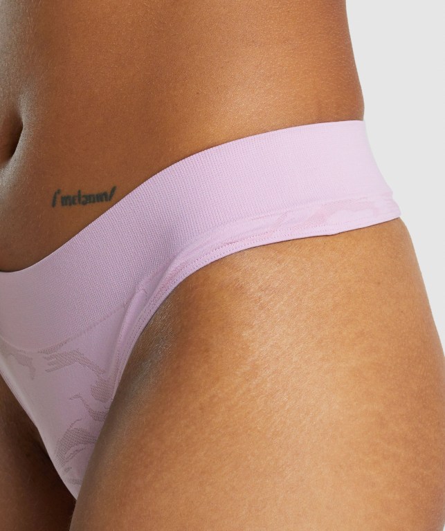 Gymshark Seamless Low Rise Thong Women's Underwear Light Pink | UAE-97ZNOU