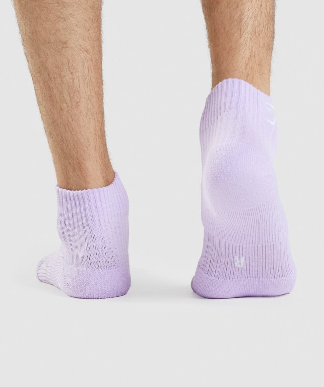 Gymshark Sharkhead Embroidered Quarter 2pk Women's Socks Light Purple | UAE-59MZGW