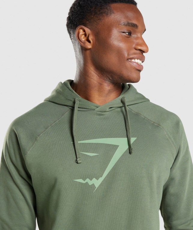 Gymshark Sharkhead Infill Men's Hoodies Green | UAE-06VDNA