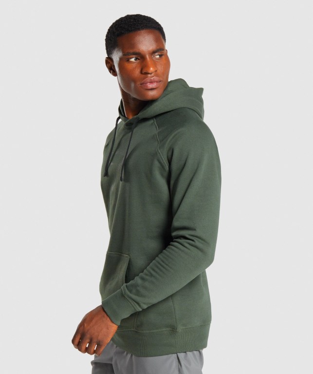 Gymshark Sharkhead Infill Men's Hoodies Dark Green | UAE-16RLWS