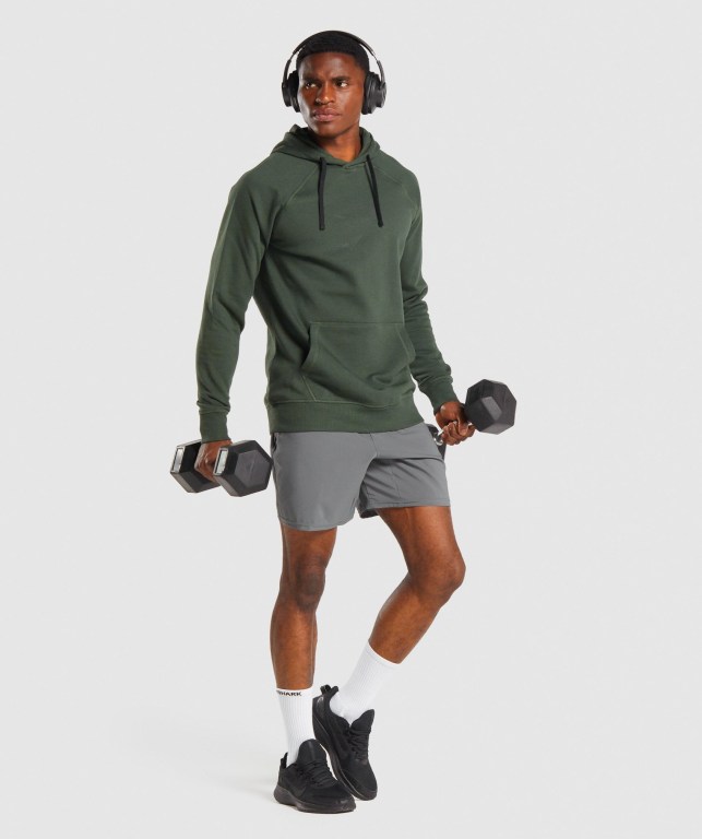 Gymshark Sharkhead Infill Men's Hoodies Dark Green | UAE-16RLWS