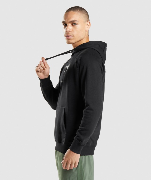 Gymshark Sharkhead Infill Men's Hoodies Black | UAE-18YGNL