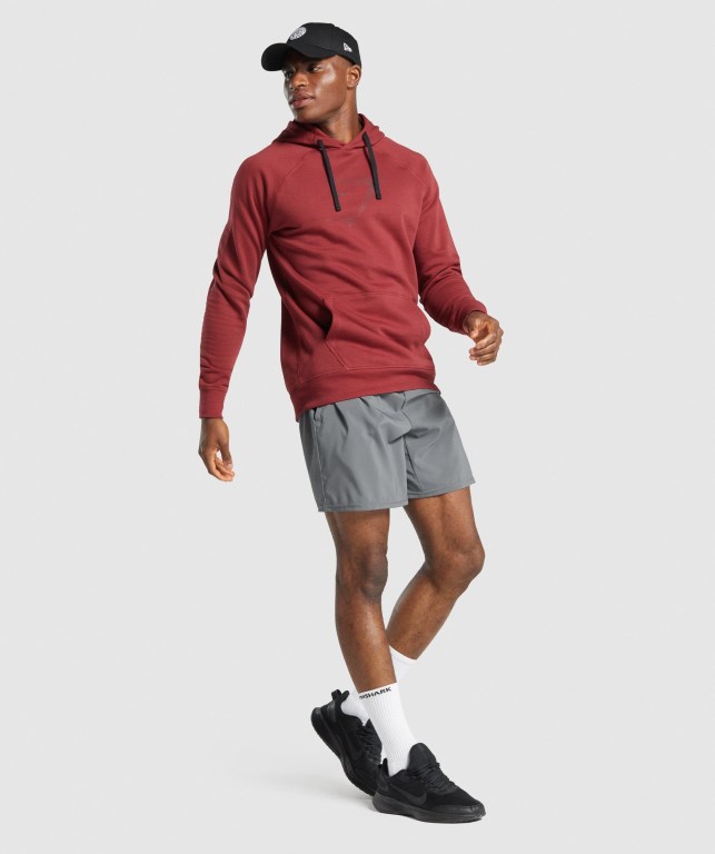 Gymshark Sharkhead Infill Men's Hoodies Burgundy | UAE-23DRIT