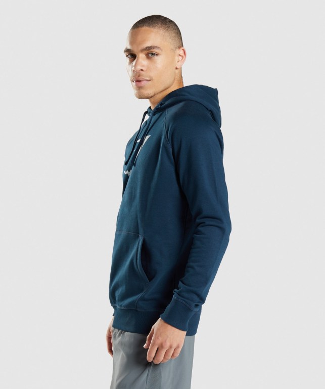 Gymshark Sharkhead Infill Men's Hoodies Navy | UAE-26PDAN