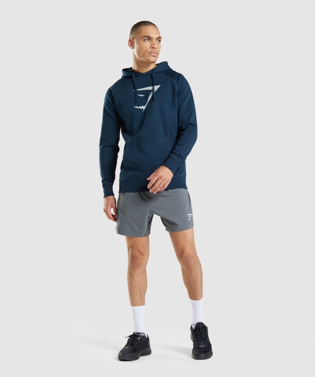 Gymshark Sharkhead Infill Men's Hoodies Navy | UAE-26PDAN