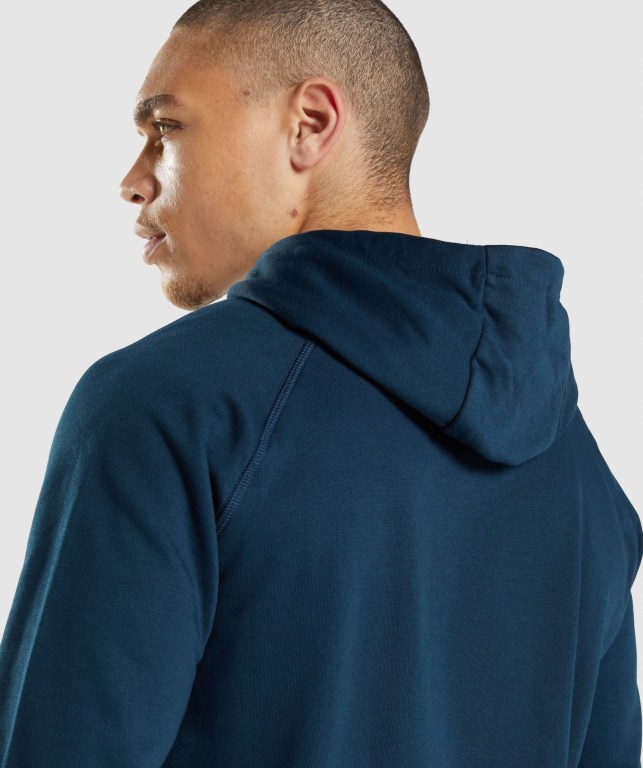 Gymshark Sharkhead Infill Men's Hoodies Navy | UAE-26PDAN