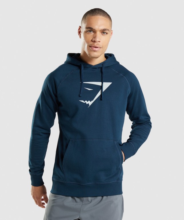 Gymshark Sharkhead Infill Men\'s Hoodies Navy | UAE-26PDAN