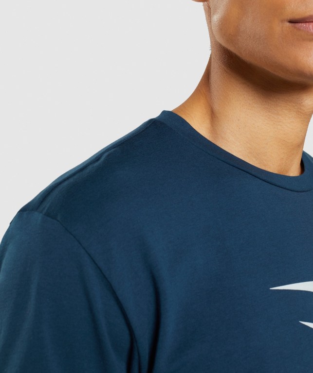 Gymshark Sharkhead Infill Men's T Shirts Navy | UAE-07USDN