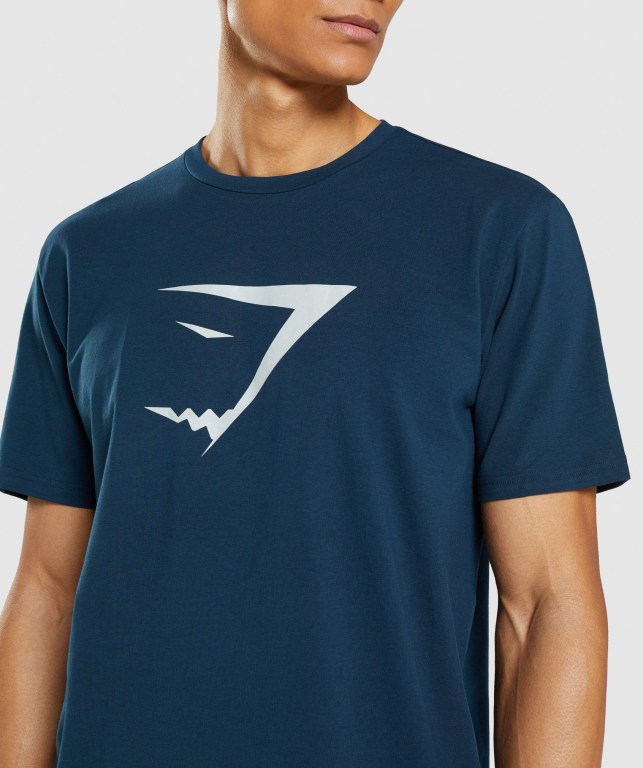 Gymshark Sharkhead Infill Men's T Shirts Navy | UAE-07USDN