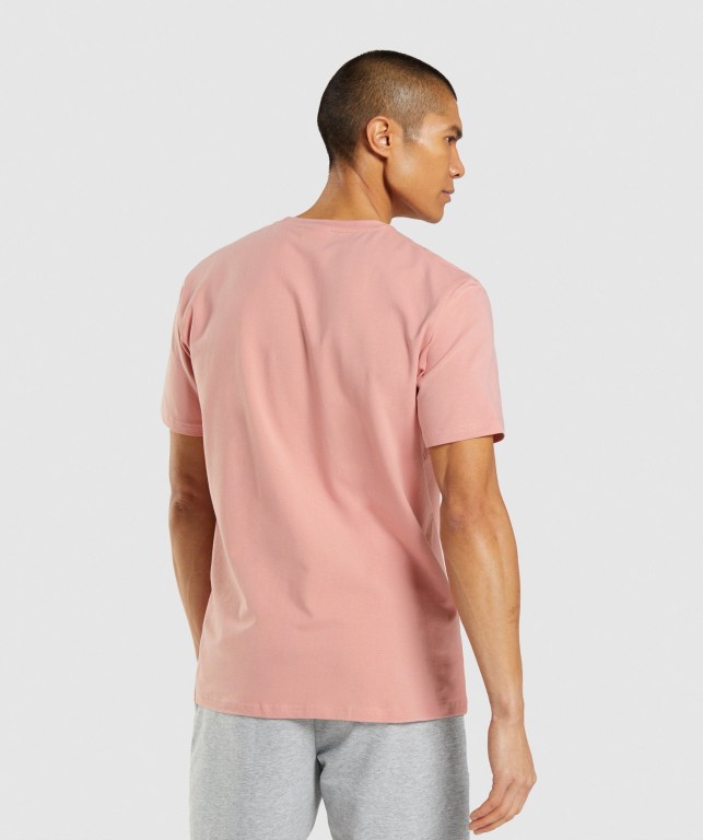 Gymshark Sharkhead Infill Men's T Shirts Pink | UAE-16BZGI