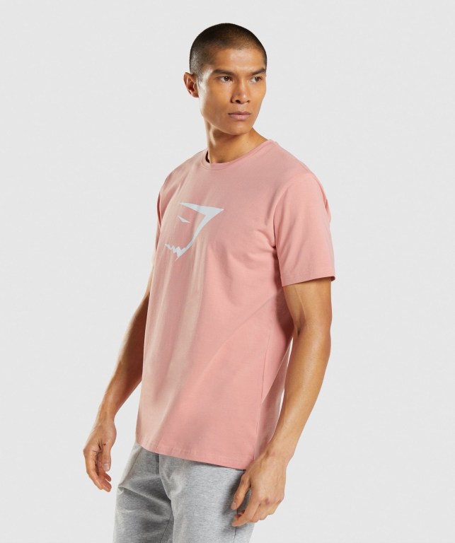 Gymshark Sharkhead Infill Men's T Shirts Pink | UAE-16BZGI