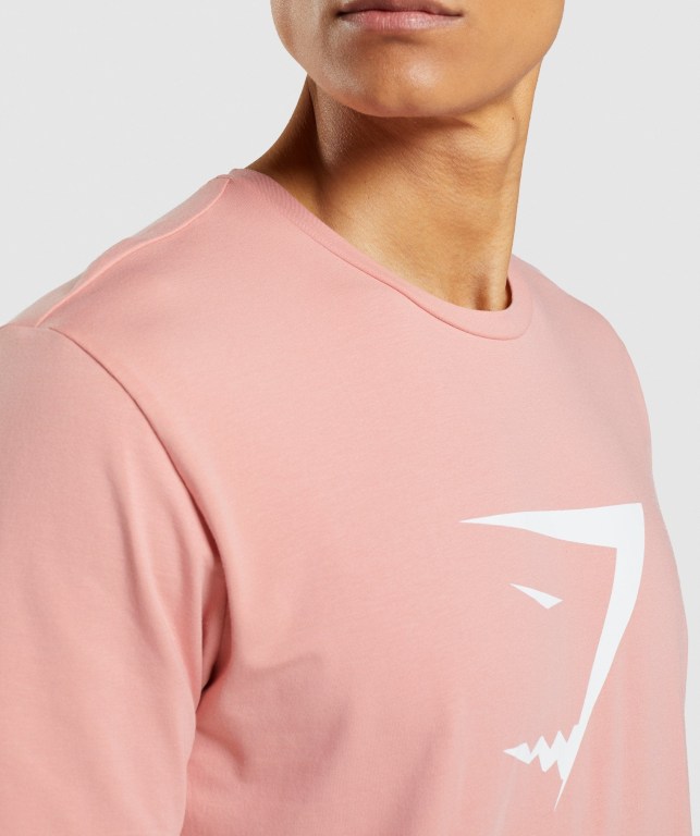 Gymshark Sharkhead Infill Men's T Shirts Pink | UAE-16BZGI