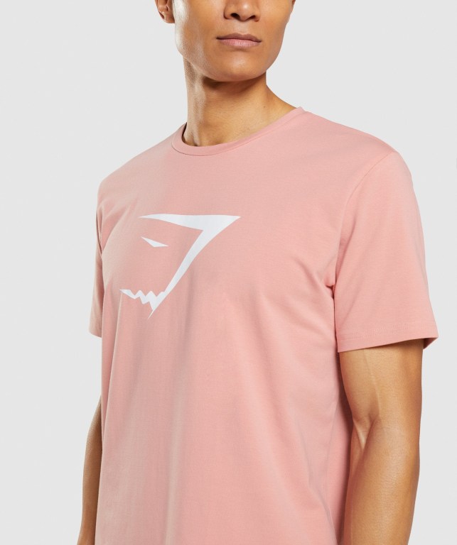 Gymshark Sharkhead Infill Men's T Shirts Pink | UAE-16BZGI